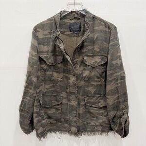 Anthropologie Sanctuary Camo Utility Cargo Jacket Raw Hem XL Green
